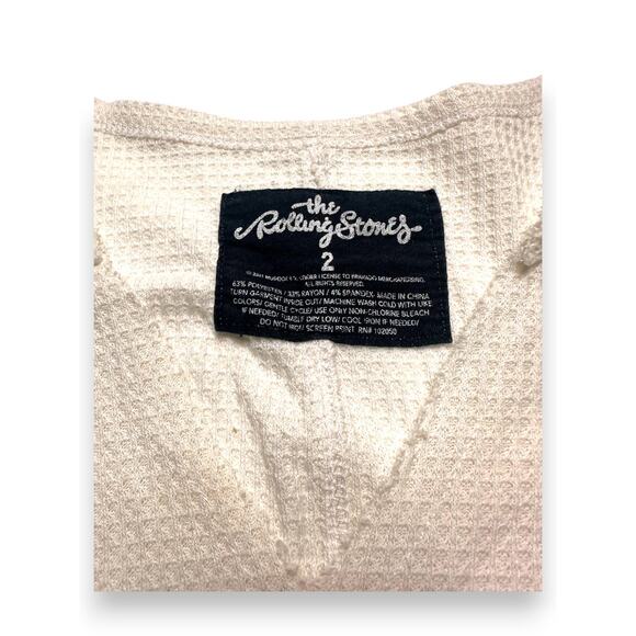 The Rolling Stones Cream Waffle Thermal Oversized Tee Size 2 - Picture 5 of 8